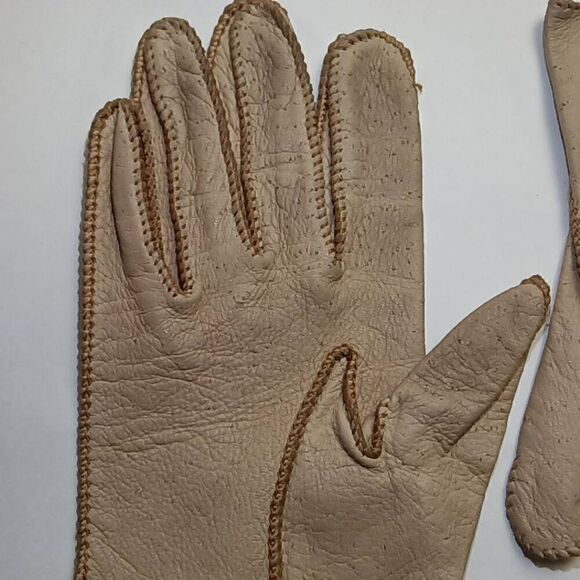 Vintage Women's Genuine Deerskin Handstitched Gloves Size 6 1/2 - Picture 2 of 6